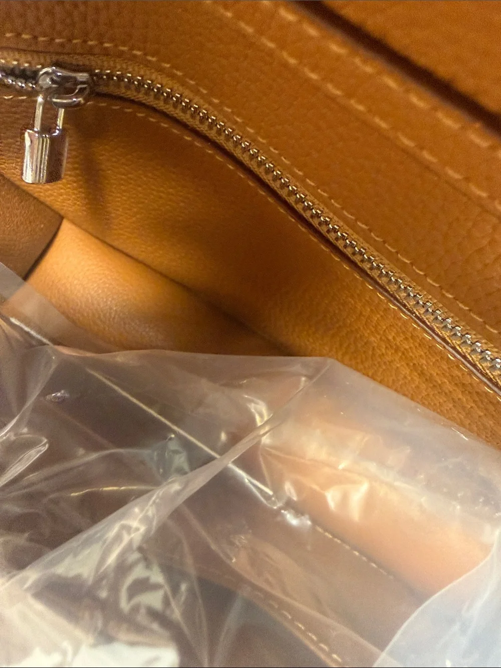 Textured Tan Leather Shoulder Bag with Silver-Tone Hardware